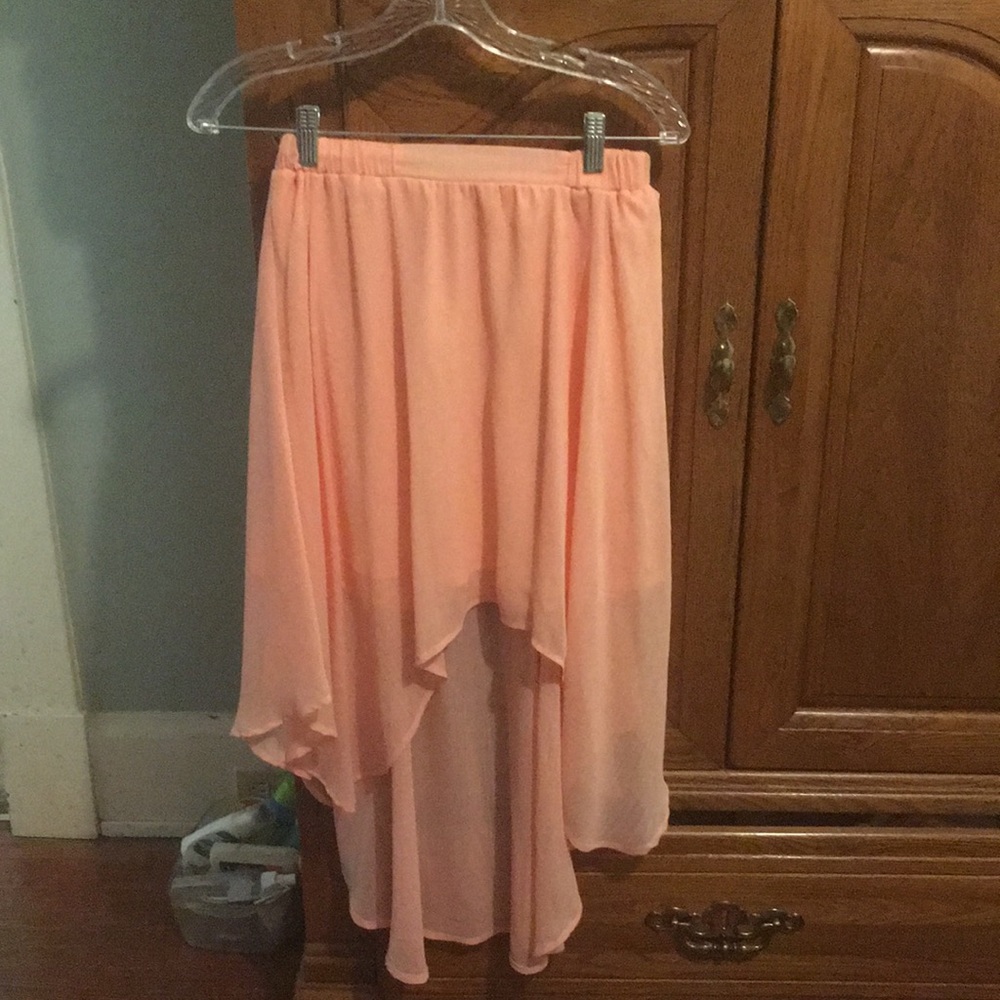 High low light pink chiffon skirt